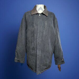 ALEX CANNON Men's M Black Faux Suede Winter Down Feather Filled Zip Coat